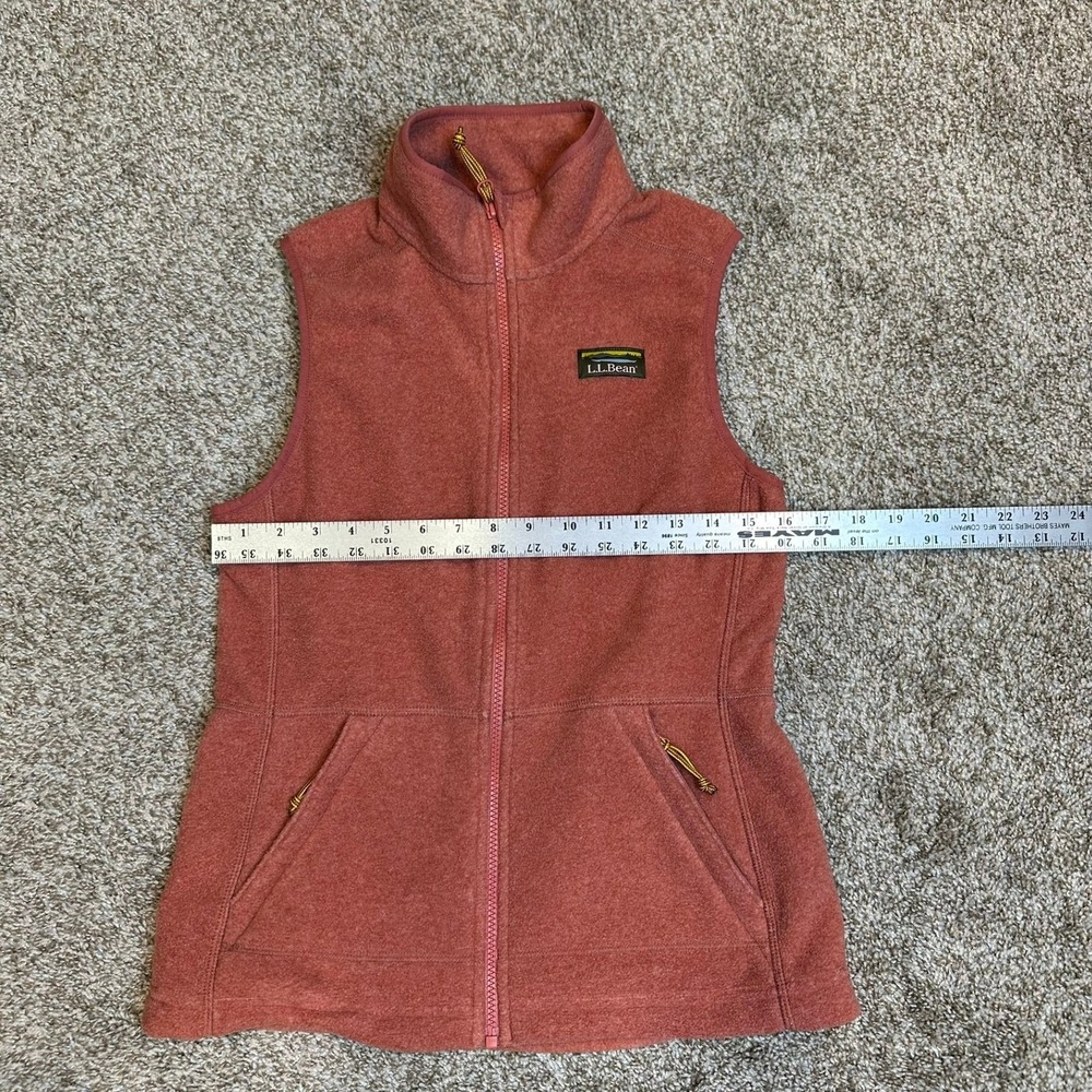 LL Bean Vest Womens XS Orange Sweater Fleece Full Zip 504675 Mock Neck Outdoor - Picture 10 of 11